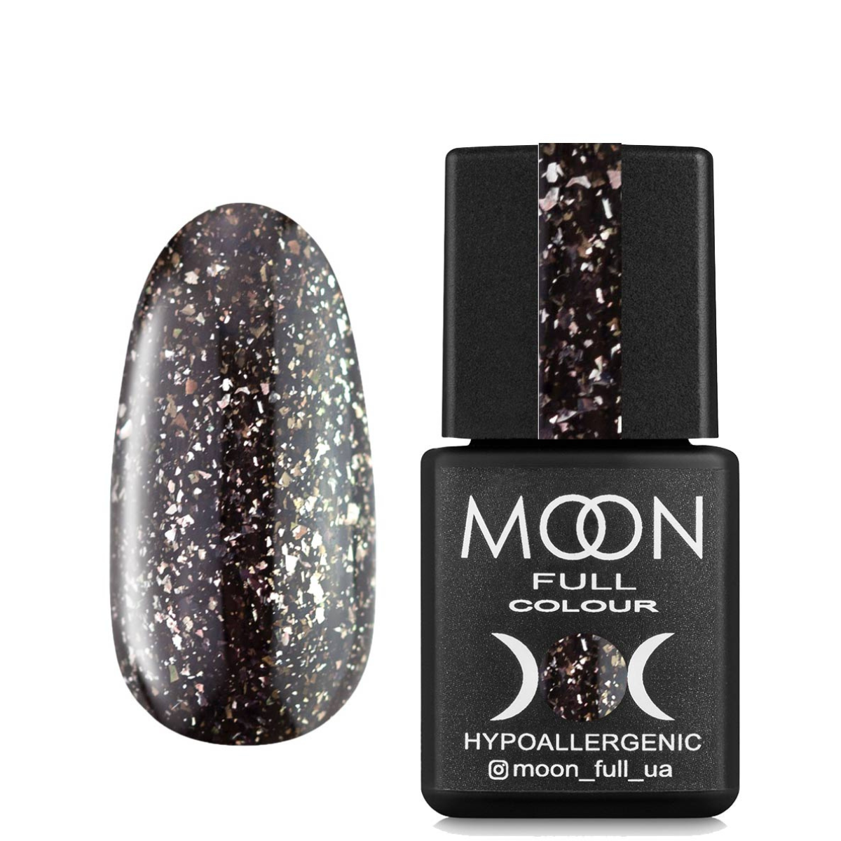 MOON FULL Rubber Base 8ml Leaf №07 (Dark gray with silver-gold trim)