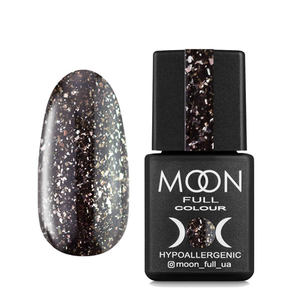 MOON FULL Rubber Base 8ml Leaf №07 (Dark gray with silver-gold trim)