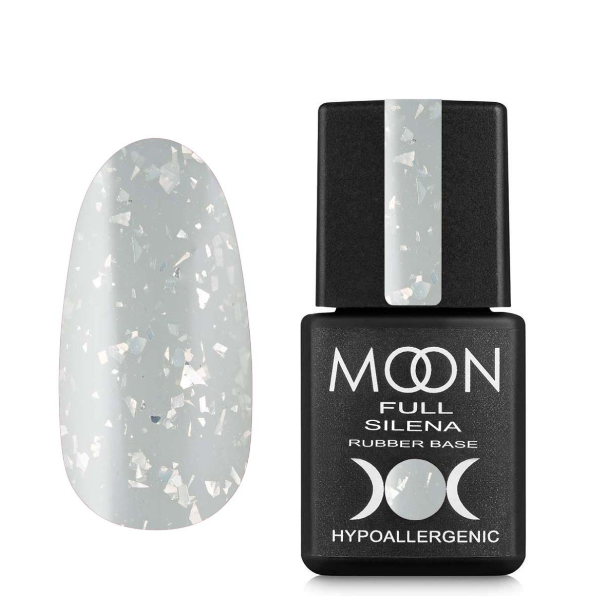 MOON FULL Potal Rubber Base  8ml Silena №2020 (White with silver trim)