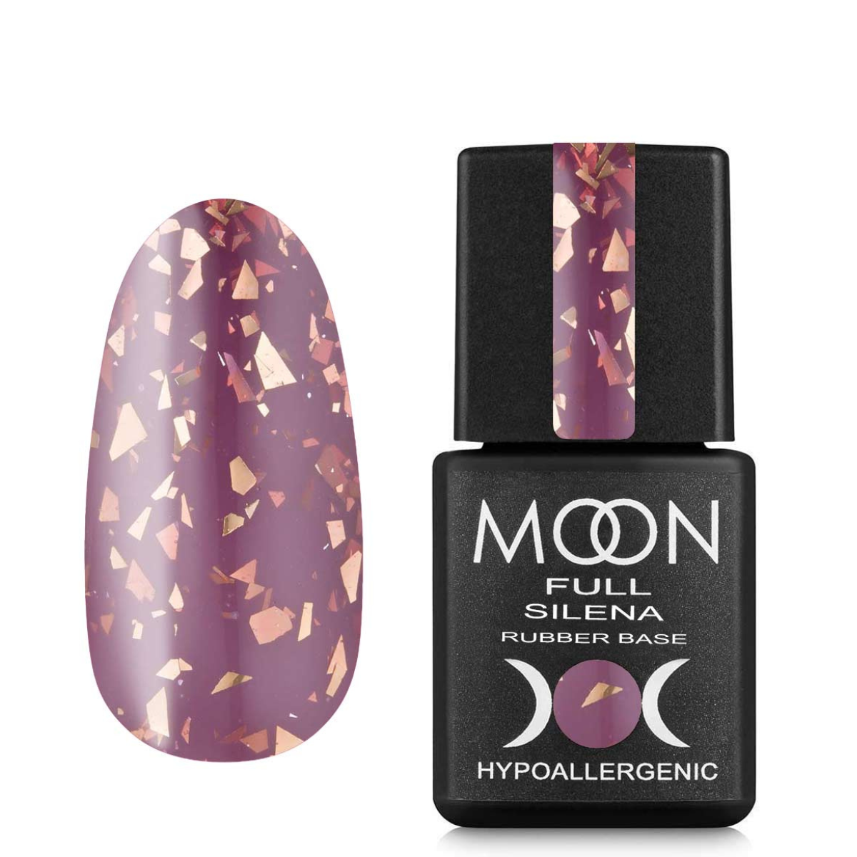 MOON FULL Potal Rubber Base  8ml Silena №2036 (Light purple with gold trim)