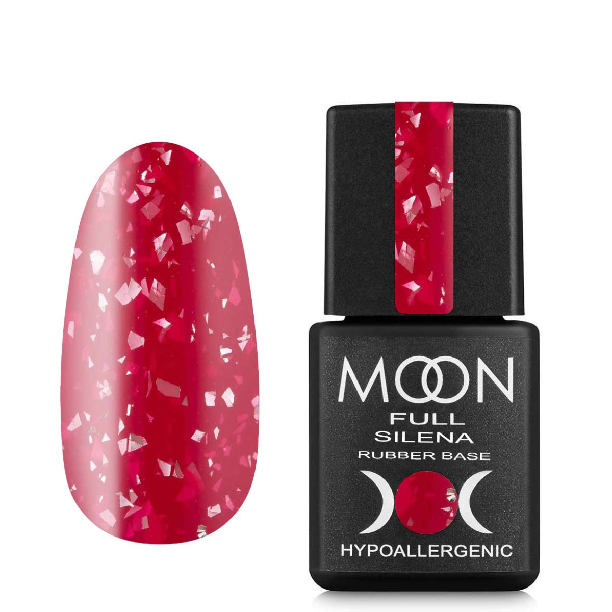MOON FULL Potal Rubber Base  8ml Silena №2038 (Red and berry with silver glitter)