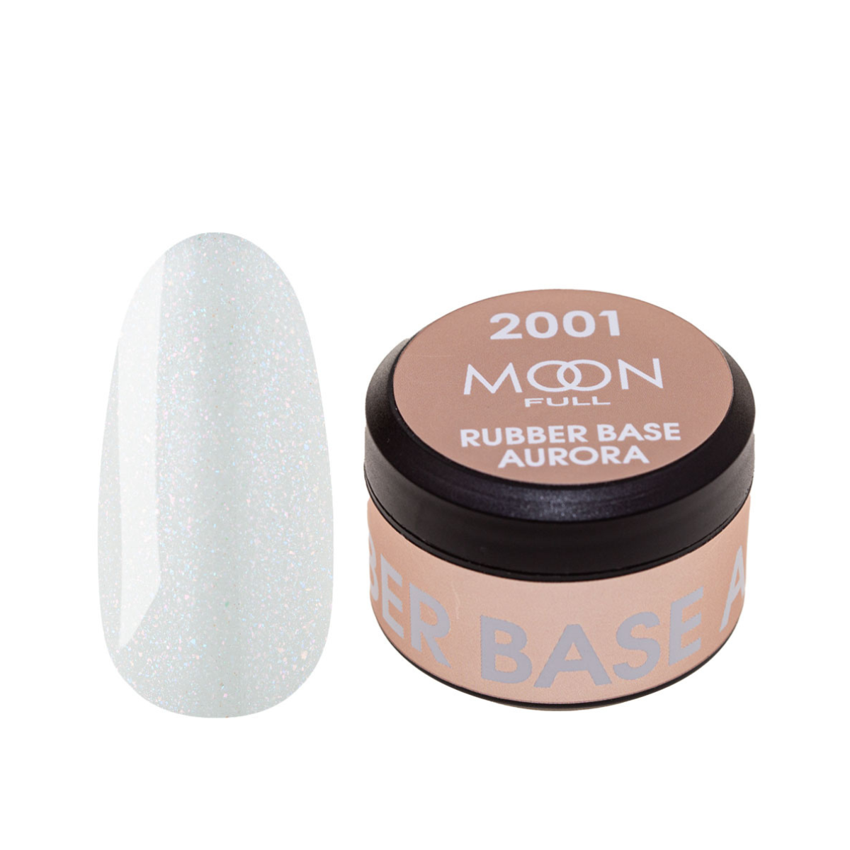 MOON FULL Rubber Base 15ml  Aurora №2001 SEM PINCEL (White with fine shimmer)