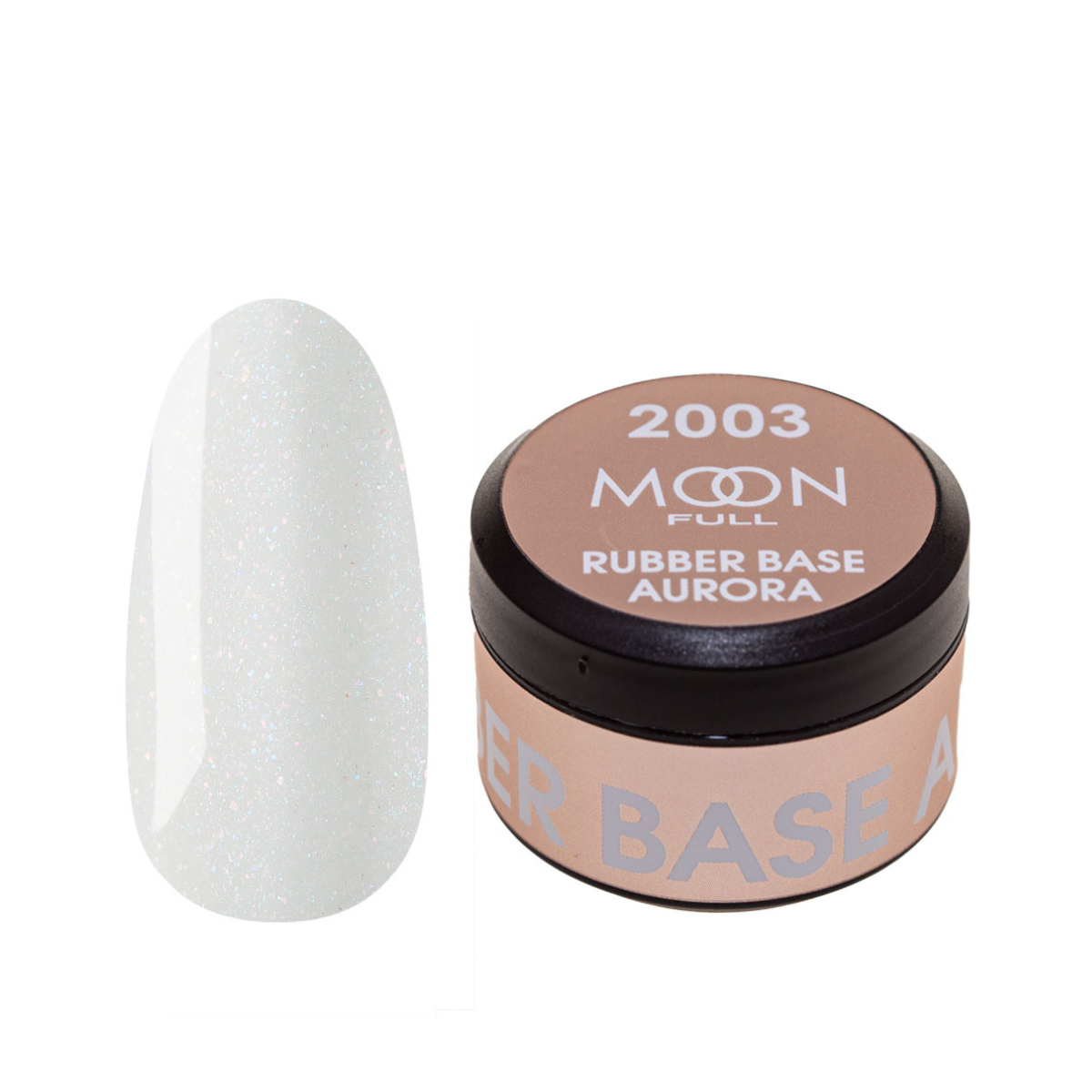 MOON FULL Rubber Base 15ml Aurora №2003 SEM PINCEL (Milky with a subtle shimmer)