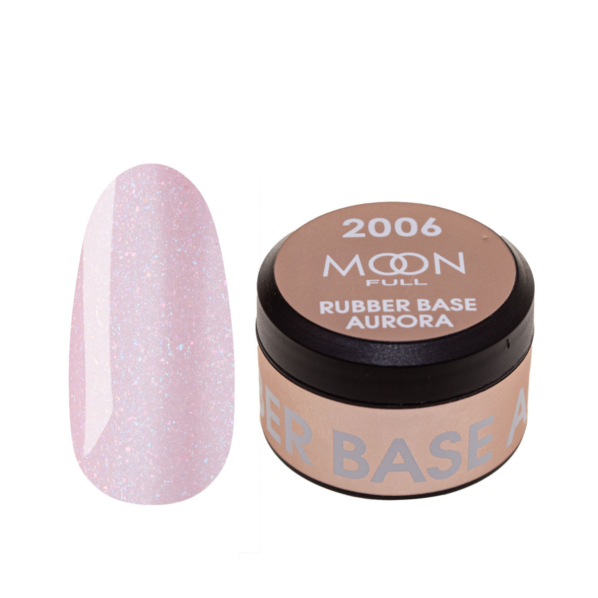 MOON FULL Rubber Base 15ml Aurora №2006 SEM PINCEL (Light pink with a subtle shimmer)