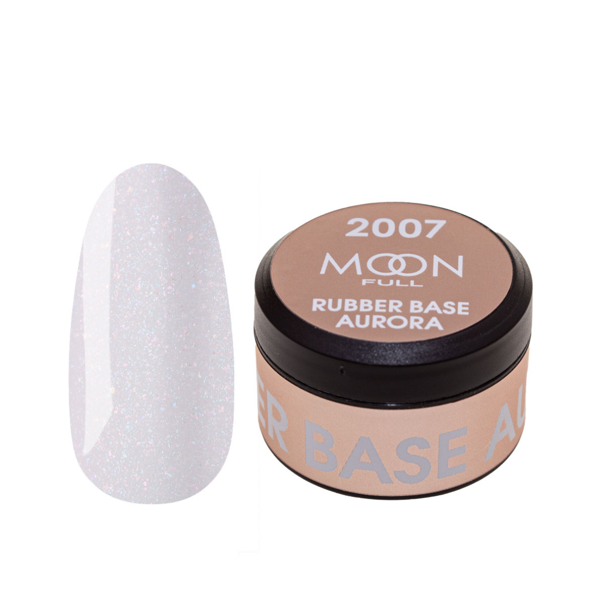 MOON FULL Rubber Base 15ml Aurora №2007 SEM PINCEL (Milky pink with fine shimmer)