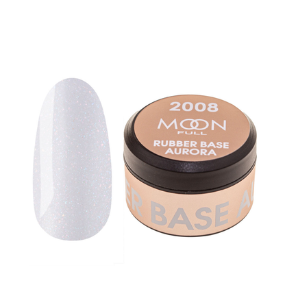 MOON FULL Rubber Base 15ml Aurora №2008 SEM PINCEL (Soft lilac with a subtle shimmer)